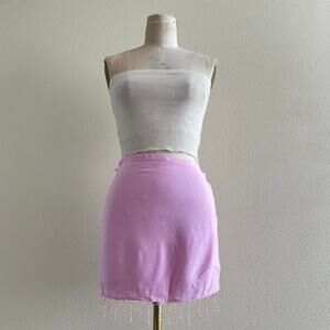 vintage light pink beaded wrap mini skirt